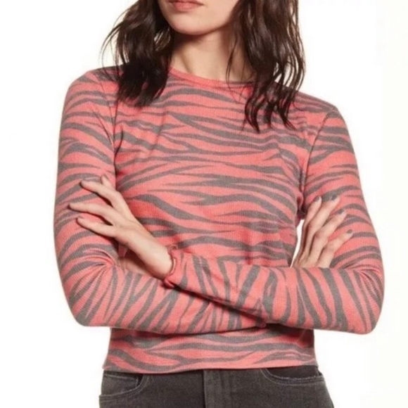 Nordstrom Tops - BP Nordstrom red tango zebra stripe cozy thermal top (NWOT)